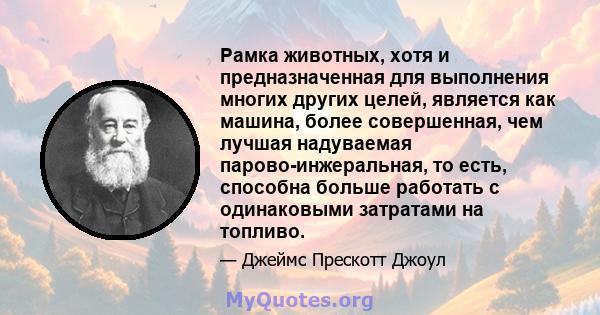 Рамка животных, хотя и предназначенная для выполнения многих других целей, является как машина, более совершенная, чем лучшая надуваемая парово-инжеральная, то есть, способна больше работать с одинаковыми затратами на