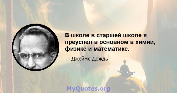 В школе в старшей школе я преуспел в основном в химии, физике и математике.