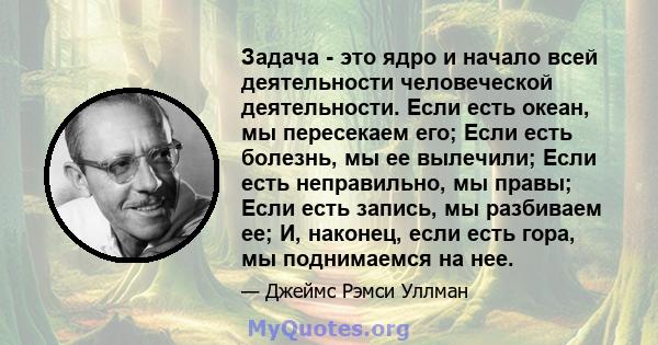 Задача - это ядро ​​и начало всей деятельности человеческой деятельности. Если есть океан, мы пересекаем его; Если есть болезнь, мы ее вылечили; Если есть неправильно, мы правы; Если есть запись, мы разбиваем ее; И,