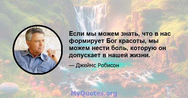 Если мы можем знать, что в нас формирует Бог красоты, мы можем нести боль, которую он допускает в нашей жизни.