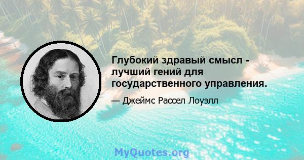 Глубокий здравый смысл - лучший гений для государственного управления.