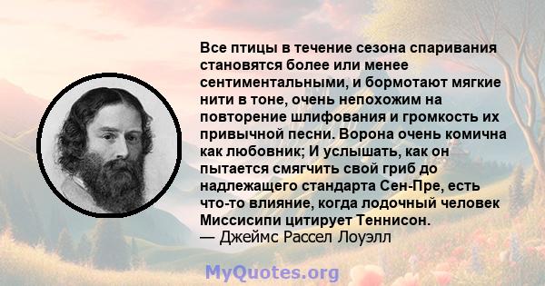 Все птицы в течение сезона спаривания становятся более или менее сентиментальными, и бормотают мягкие нити в тоне, очень непохожим на повторение шлифования и громкость их привычной песни. Ворона очень комична как