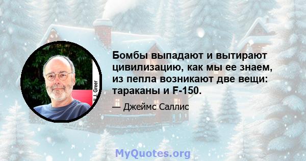 Бомбы выпадают и вытирают цивилизацию, как мы ее знаем, из пепла возникают две вещи: тараканы и F-150.