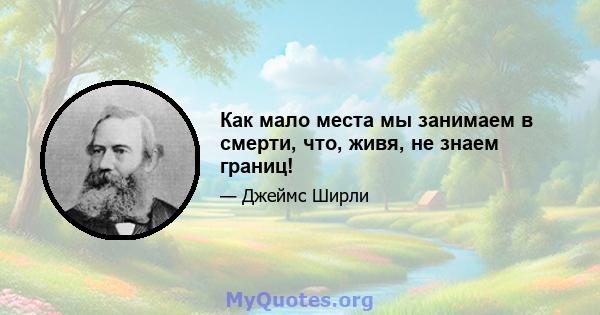 Как мало места мы занимаем в смерти, что, живя, не знаем границ!