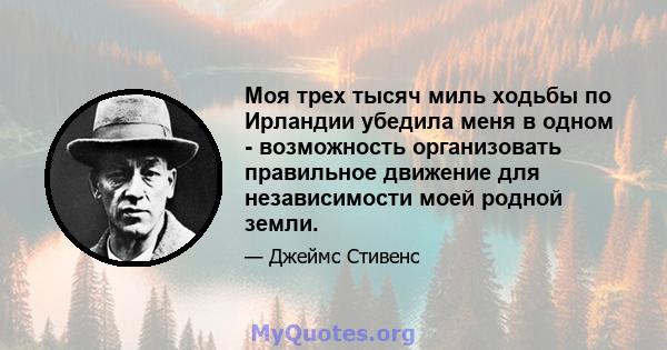 Моя трех тысяч миль ходьбы по Ирландии убедила меня в одном - возможность организовать правильное движение для независимости моей родной земли.