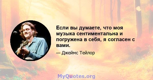 Если вы думаете, что моя музыка сентиментальна и погружена в себя, я согласен с вами.