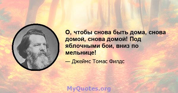 О, чтобы снова быть дома, снова домой, снова домой! Под яблочными бои, вниз по мельнице!