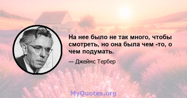 На нее было не так много, чтобы смотреть, но она была чем -то, о чем подумать.