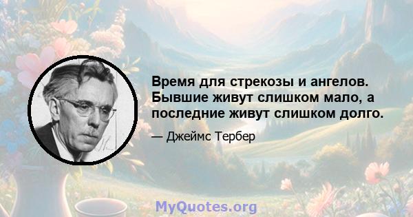 Время для стрекозы и ангелов. Бывшие живут слишком мало, а последние живут слишком долго.