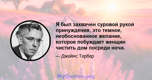 Я был захвачен суровой рукой принуждения, это темное, необоснованное желание, которое побуждает женщин чистить дом посреди ночи.