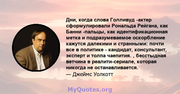 Дни, когда слова Голливуд -актер сформулировали Рональда Рейгана, как Банни -пальцы, как идентификационная метка и подразумеваемое оскорбление кажутся далекими и странными: почти все в политике - кандидат, консультант,