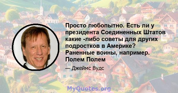 Просто любопытно. Есть ли у президента Соединенных Штатов какие -либо советы для других подростков в Америке? Раненные воины, например. Полем Полем