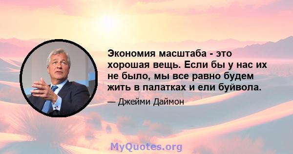 Экономия масштаба - это хорошая вещь. Если бы у нас их не было, мы все равно будем жить в палатках и ели буйвола.