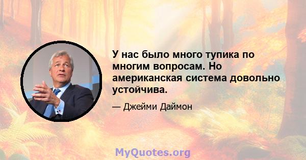 У нас было много тупика по многим вопросам. Но американская система довольно устойчива.