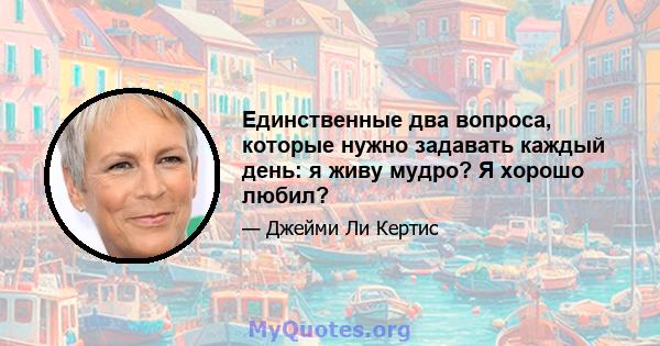 Единственные два вопроса, которые нужно задавать каждый день: я живу мудро? Я хорошо любил?