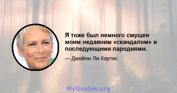 Я тоже был немного смущен моим недавним «скандалом» и последующими пародиями.