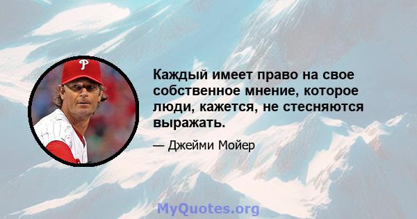 Каждый имеет право на свое собственное мнение, которое люди, кажется, не стесняются выражать.