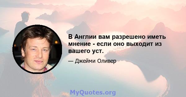 В Англии вам разрешено иметь мнение - если оно выходит из вашего уст.