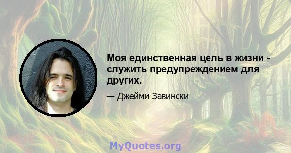 Моя единственная цель в жизни - служить предупреждением для других.