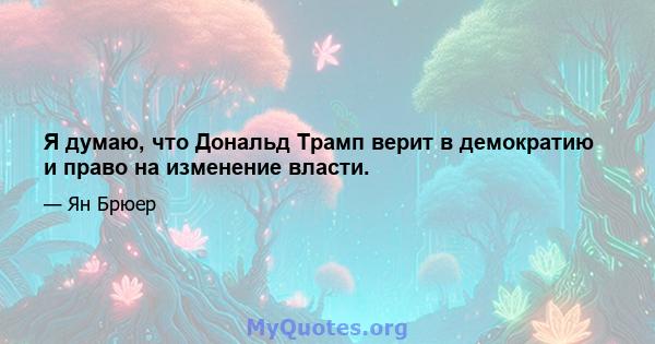 Я думаю, что Дональд Трамп верит в демократию и право на изменение власти.