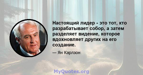 Настоящий лидер - это тот, кто разрабатывает собор, а затем разделяет видение, которое вдохновляет других на его создание.