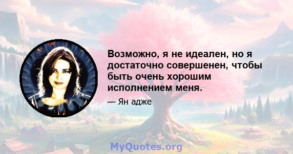 Возможно, я не идеален, но я достаточно совершенен, чтобы быть очень хорошим исполнением меня.