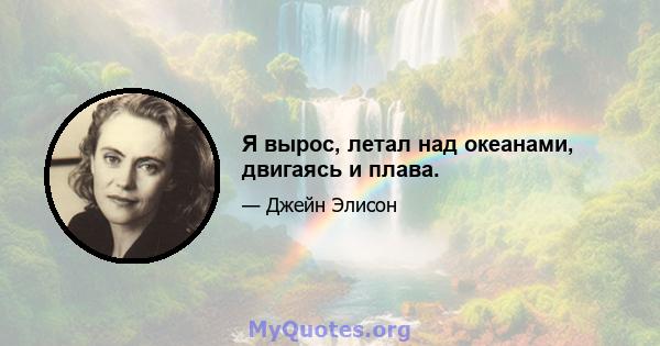 Я вырос, летал над океанами, двигаясь и плава.