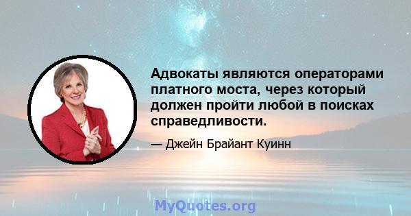 Адвокаты являются операторами платного моста, через который должен пройти любой в поисках справедливости.