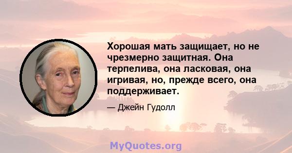 Хорошая мать защищает, но не чрезмерно защитная. Она терпелива, она ласковая, она игривая, но, прежде всего, она поддерживает.