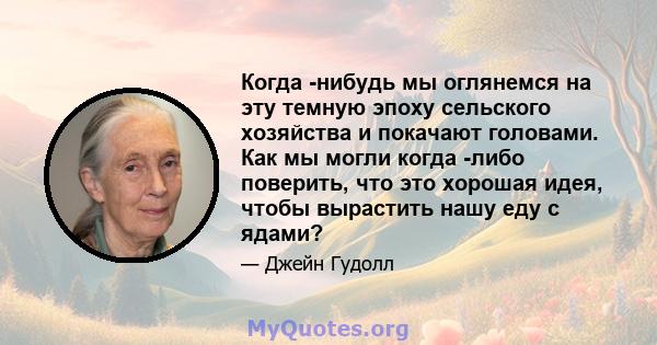 Когда -нибудь мы оглянемся на эту темную эпоху сельского хозяйства и покачают головами. Как мы могли когда -либо поверить, что это хорошая идея, чтобы вырастить нашу еду с ядами?