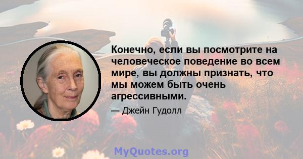 Конечно, если вы посмотрите на человеческое поведение во всем мире, вы должны признать, что мы можем быть очень агрессивными.