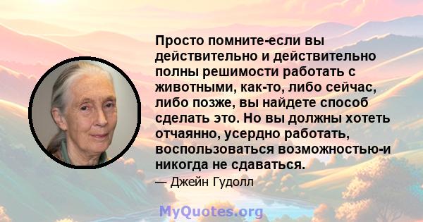 Просто помните-если вы действительно и действительно полны решимости работать с животными, как-то, либо сейчас, либо позже, вы найдете способ сделать это. Но вы должны хотеть отчаянно, усердно работать, воспользоваться