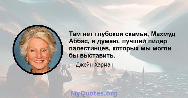 Там нет глубокой скамьи, Махмуд Аббас, я думаю, лучший лидер палестинцев, которых мы могли бы выставить.