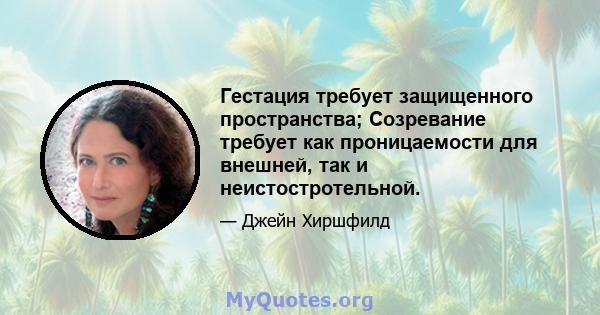 Гестация требует защищенного пространства; Созревание требует как проницаемости для внешней, так и неистостротельной.