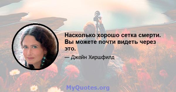 Насколько хорошо сетка смерти. Вы можете почти видеть через это.