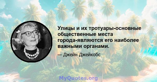 Улицы и их тротуары-основные общественные места города-являются его наиболее важными органами.