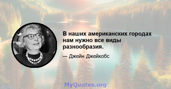 В наших американских городах нам нужно все виды разнообразия.