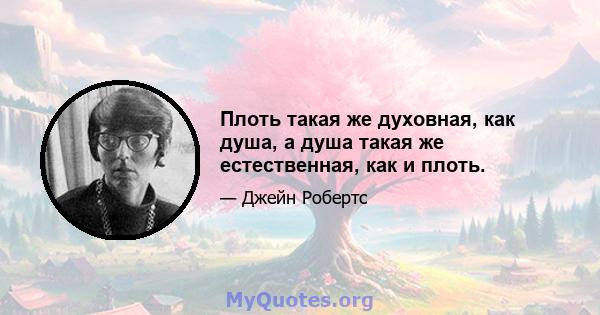 Плоть такая же духовная, как душа, а душа такая же естественная, как и плоть.