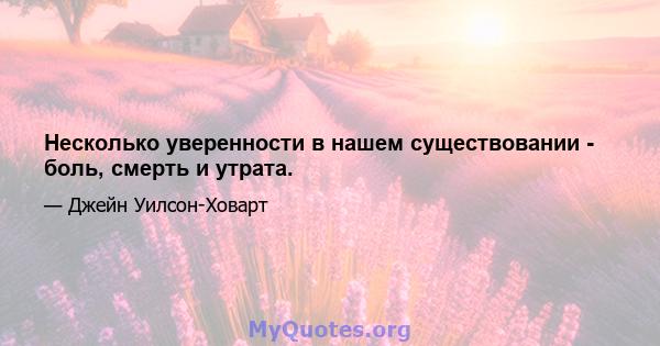 Несколько уверенности в нашем существовании - боль, смерть и утрата.