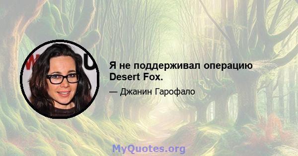 Я не поддерживал операцию Desert Fox.