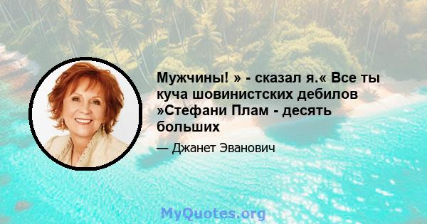 Мужчины! » - сказал я.« Все ты куча шовинистских дебилов »Стефани Плам - десять больших