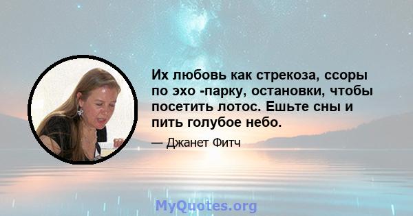 Их любовь как стрекоза, ссоры по эхо -парку, остановки, чтобы посетить лотос. Ешьте сны и пить голубое небо.