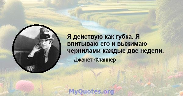 Я действую как губка. Я впитываю его и выжимаю чернилами каждые две недели.