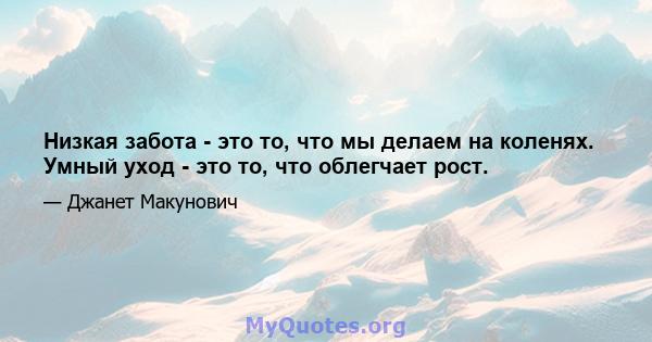 Низкая забота - это то, что мы делаем на коленях. Умный уход - это то, что облегчает рост.