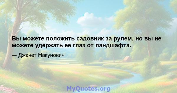 Вы можете положить садовник за рулем, но вы не можете удержать ее глаз от ландшафта.