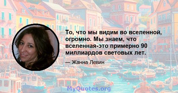 То, что мы видим во вселенной, огромно. Мы знаем, что вселенная-это примерно 90 миллиардов световых лет.