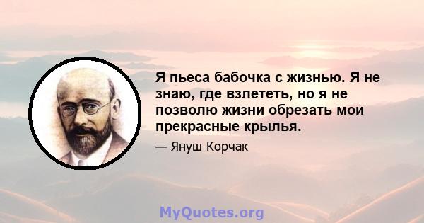 Я пьеса бабочка с жизнью. Я не знаю, где взлететь, но я не позволю жизни обрезать мои прекрасные крылья.