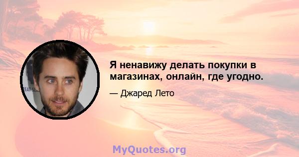 Я ненавижу делать покупки в магазинах, онлайн, где угодно.