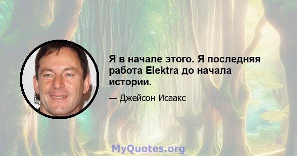 Я в начале этого. Я последняя работа Elektra до начала истории.