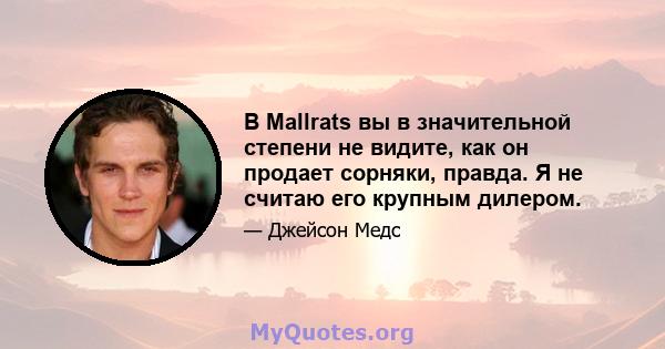 В Mallrats вы в значительной степени не видите, как он продает сорняки, правда. Я не считаю его крупным дилером.